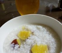 芋粥抱えててご帰宅です